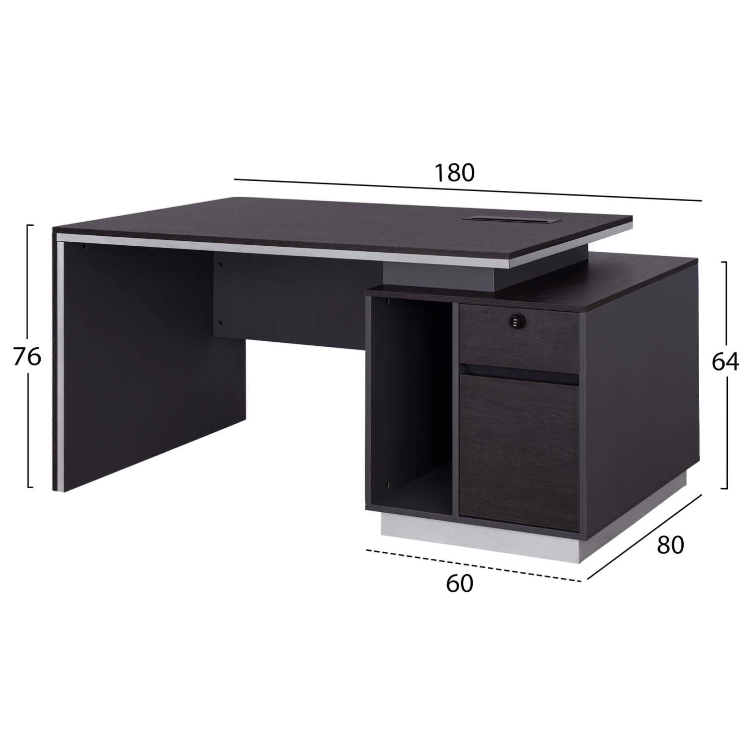 ΓΡΑΦΕΙΟ ΕΠΑΓΓΕΛΜΑΤΙΚΟ ΜΕ ΔΕΞΙΟ ΝΤΟΥΛΑΠΙ ROSEWOOD HM2113R 180X80X76Υ εκ. - Pakobazaar