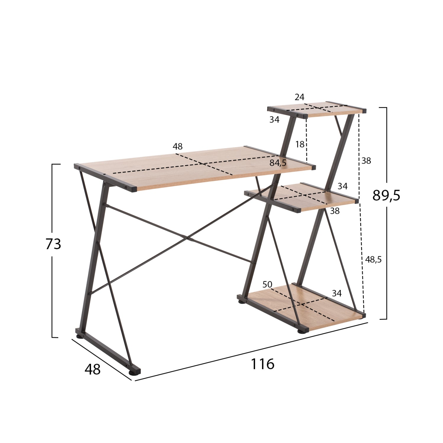 ΓΡΑΦΕΙΟ NOREX HM9317 ΜΕΤΑΛΛΙΚΟ ΜΑΥΡΟ ΜΕ MDF ΕΠΙΦΑΝΕΙΑ ΣΕ ΟΑΚ 116X48X89,5Υεκ. - Pakobazaar