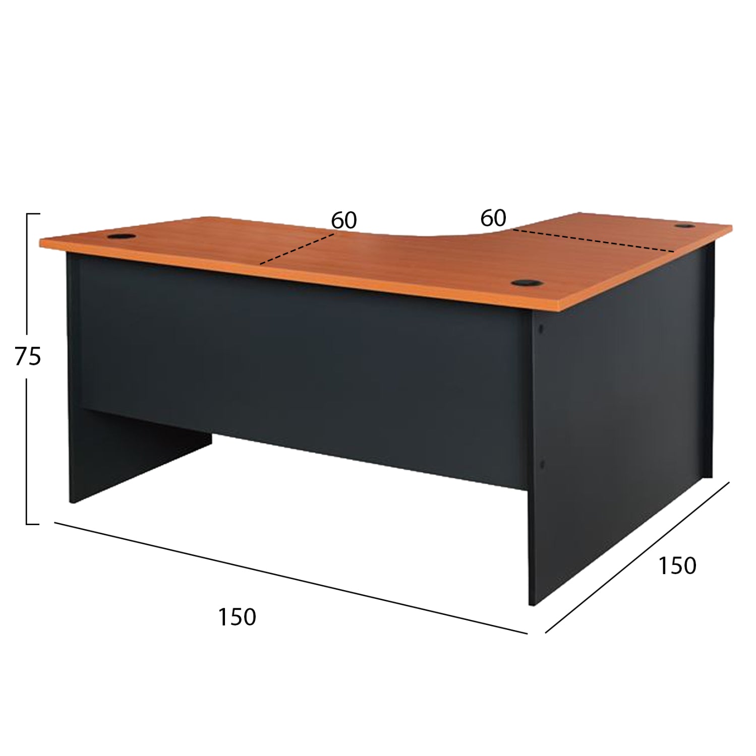 ΓΡΑΦΕΙΟ ΓΩΝΙΑ ΕΠΑΓΓΕΛΜΑΤΙΚΟ SIENNA 150Χ150Χ75εκ HM2019.03 ΚΕΡΑΣΙ - Pakobazaar