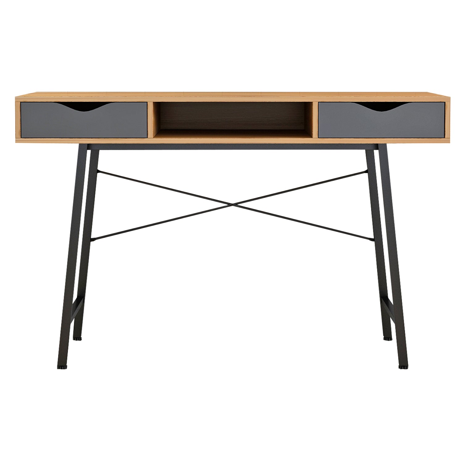 ΓΡΑΦΕΙΟ ΚΑΡΥΔΙ-ΓΚΡΙ ΜΕ ΜΑΥΡΟ ΜΑΤ ΣΚΕΛΕΤΟ HM2128.03 120x48x76,5Υ εκ. - Pakobazaar