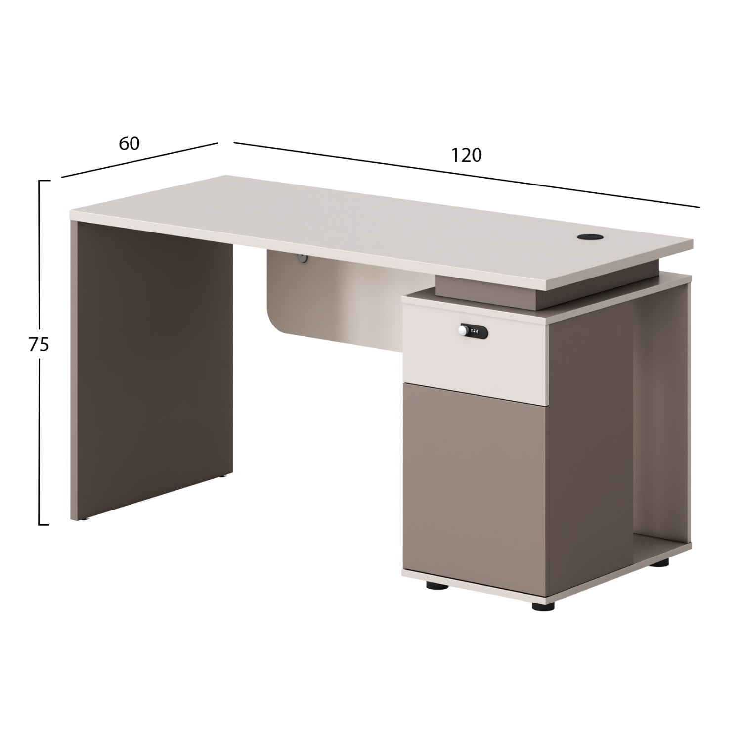 ΓΡΑΦΕΙΟ ΜΕ ΔΕΞΙ ΝΤΟΥΛΑΠΙ NEWLINE HM18274R ΜΕΛΑΜΙΝΗ ΕΚΡΟΥ-ΑΝΟΙΧΤΟ ΚΑΦΕ 120x60x75Υ - Pakobazaar