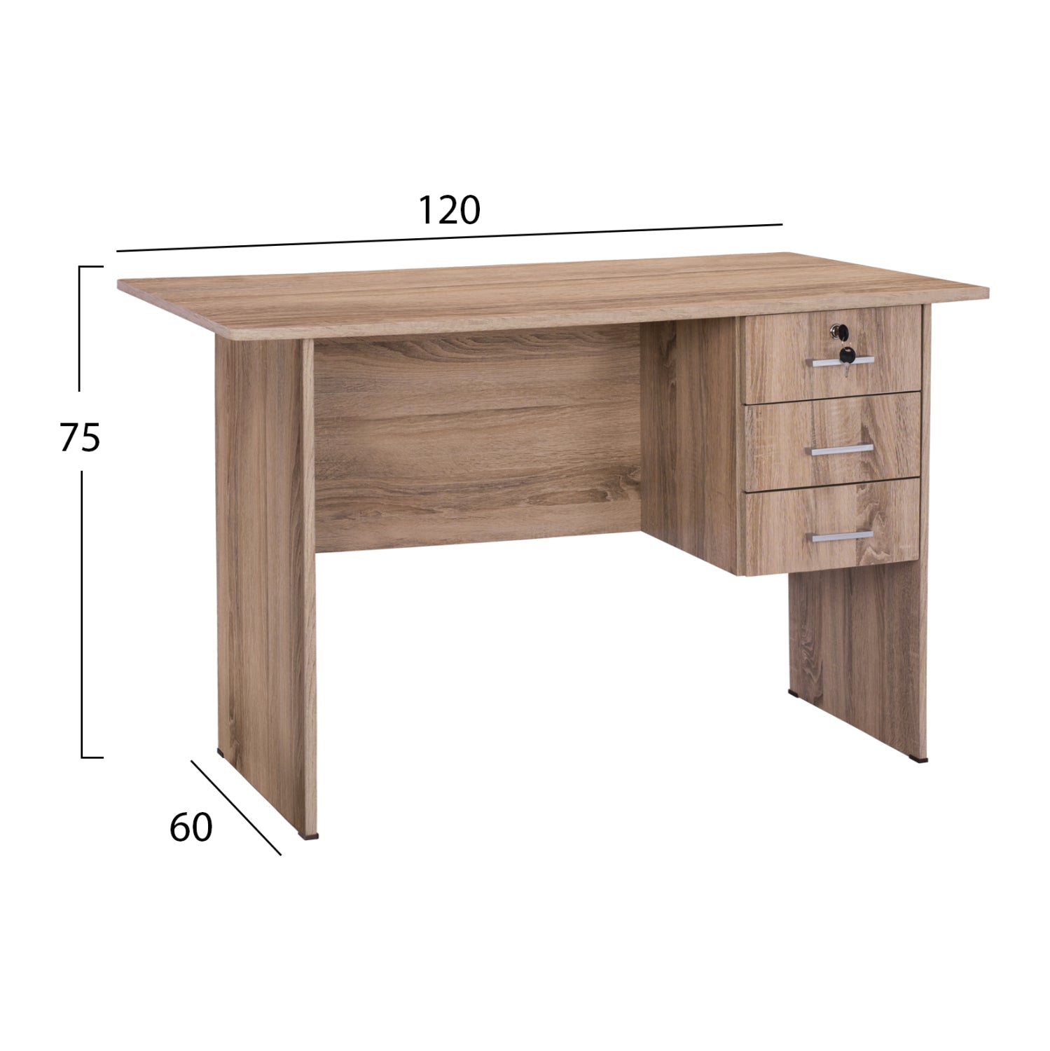 ΓΡΑΦΕΙΟ ΜΕΛΑΜΙΝΗΣ HAYDEN 120x60x75Υεκ. ΜΕ 3 ΣΥΡΤΑΡΙΑ ΣΕ ΧΡΩΜΑ SONAMA HM2268.02 - Pakobazaar