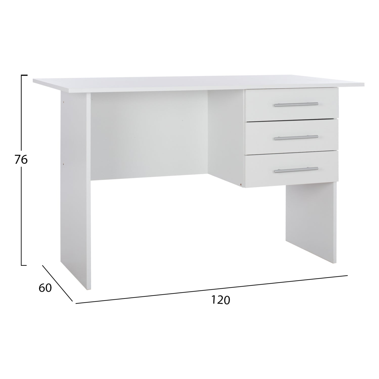 ΓΡΑΦΕΙΟ ΜΕΛΑΜΙΝΗΣ ENSLEY HM2029.05 ΜΕ 3 ΣΥΡΤΑΡΙΑ ΛΕΥΚΟ 120X60X76 εκ. - Pakobazaar