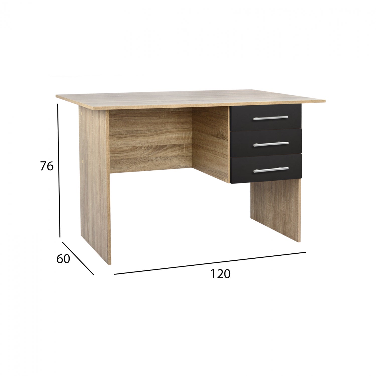 ΓΡΑΦΕΙΟ ΜΕΛΑΜΙΝΗΣ ENSLEY HM2029.04 ΜΕ 3 ΣΥΡΤΑΡΙΑ SONAMA-ΓΚΡΙ 120X60X76 εκ. - Pakobazaar