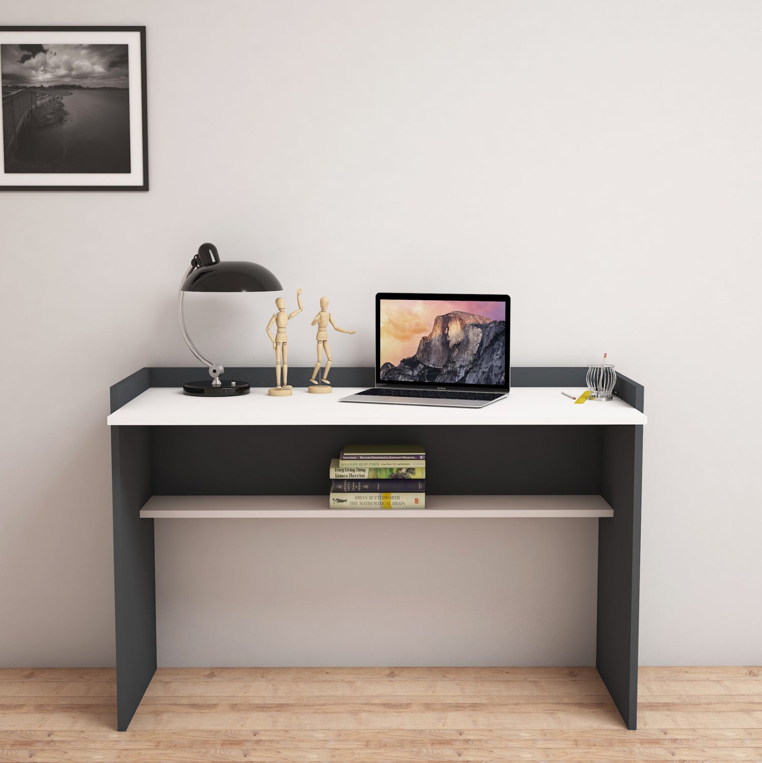 ΓΡΑΦΕΙΟ ΜΕΛΑΜΙΝΗΣ ΓΚΡΙ ΛΕΥΚΟ HM9227.13 118x58x80Υεκ. - Pakobazaar