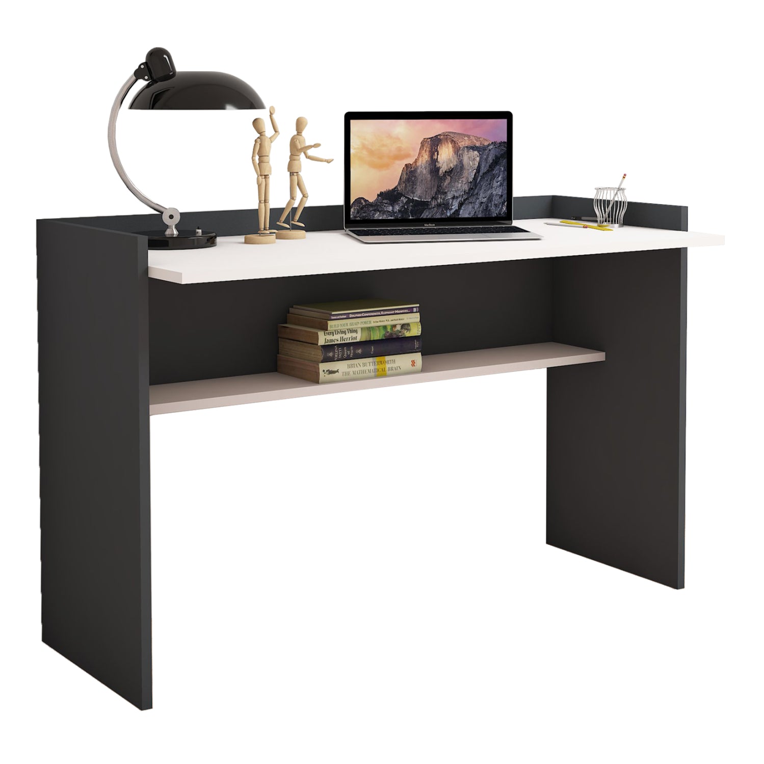 ΓΡΑΦΕΙΟ ΜΕΛΑΜΙΝΗΣ ΓΚΡΙ ΛΕΥΚΟ HM9227.13 118x58x80Υεκ. - Pakobazaar