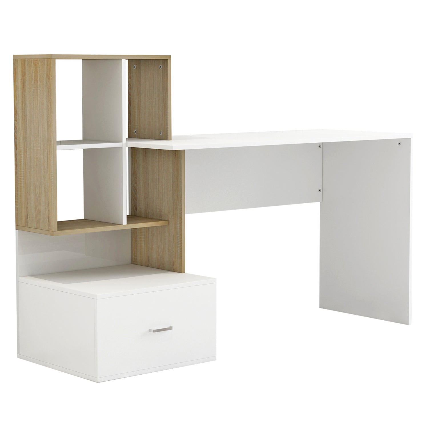 ΓΡΑΦΕΙΟ ΜΕΛΑΜΙΝΗΣ ΜΕ ΒΙΒΛΙΟΘΗΚΗ SYNDYA HM8993.02 ΛΕΥΚΟ SONAMA 149x48x105Y εκ. - Pakobazaar