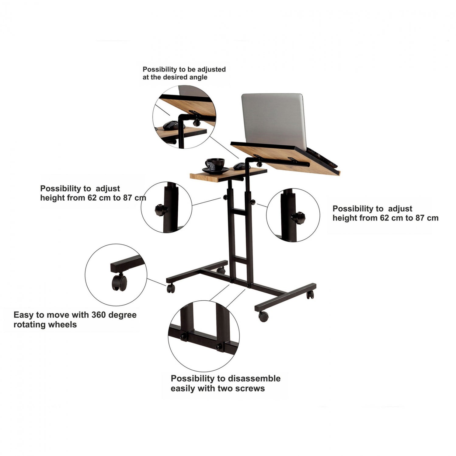 ΓΡΑΦΕΙΟ ΡΥΘΜΙΖΟΜΕΝΟ ΓΙΑ LAPTOP HM8977.01 67x45,4x62-87 εκ. - Pakobazaar