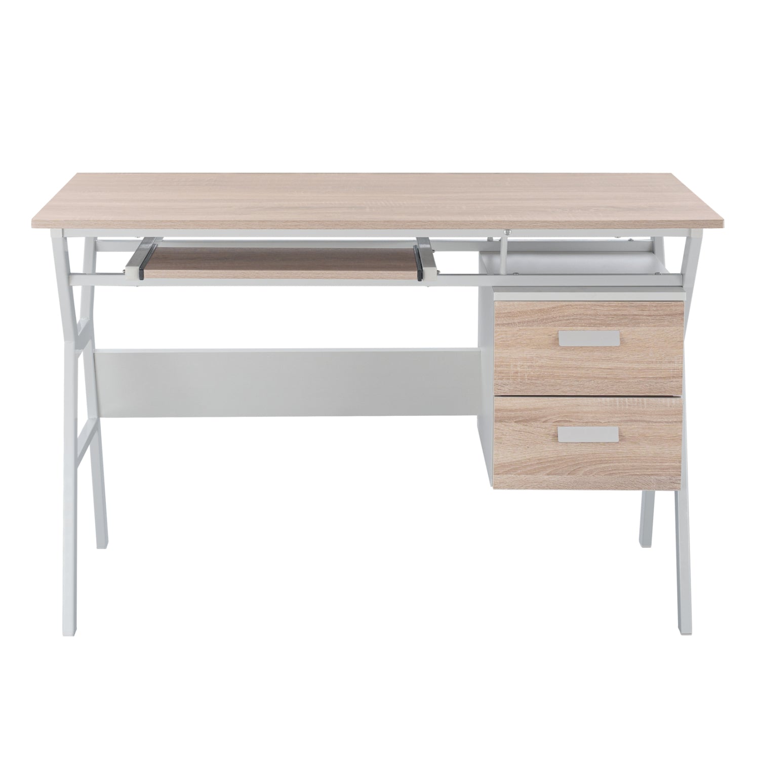 ΓΡΑΦΕΙΟ VITINO HM2130.01 ΜΕΛΑΜΙΝΗ-ΜΕΤΑΛΛΟ ΣΕ SONAMA-ΛΕΥΚΟ 120X60X76εκ. - Pakobazaar