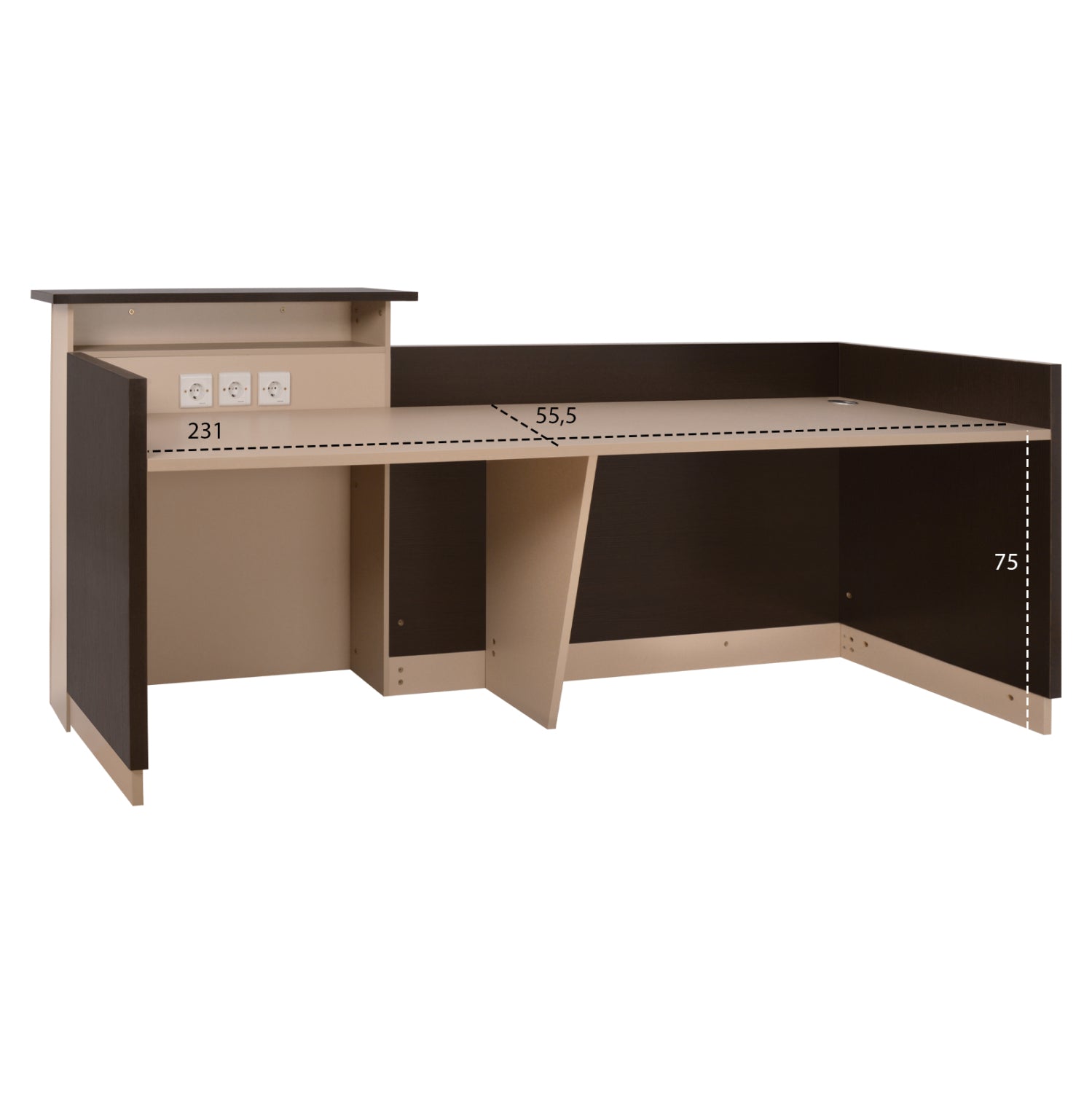 ΓΡΑΦΕΙΟ ΥΠΟΔΟΧΗΣ DALTON HM2068.01 ΜΕΛΑΜΙΝΗ ΣΕ WENGE-ΜΠΕΖ 240x80x106Υεκ. - Pakobazaar