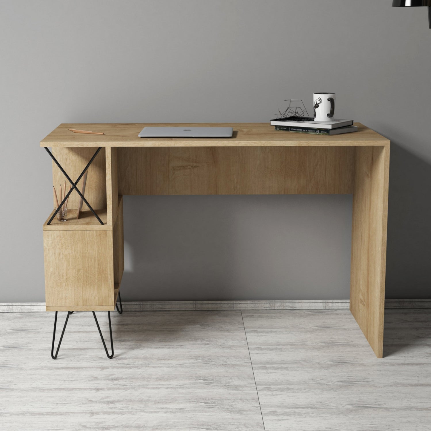 ΓΡΑΦΕΙΟ ΥΠΟΛΟΓΙΣΤΗ ΜΕΛΑΜΙΝΗΣ HM9509.01 ΦΥΣΙΚΟ ΟΑΚ ΜΕ ΡΑΦΙΑ 120x60x78.8Yεκ - Pakobazaar
