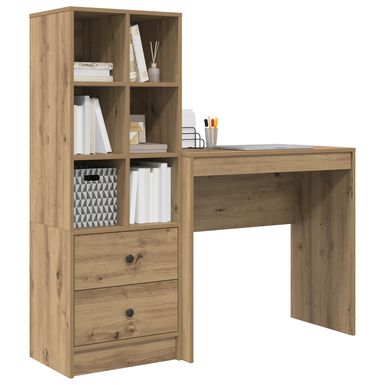 Γραφείο με συρτάρι με ράφι με αποθήκευση 2 pcs Artisan Oak - Pakobazaar