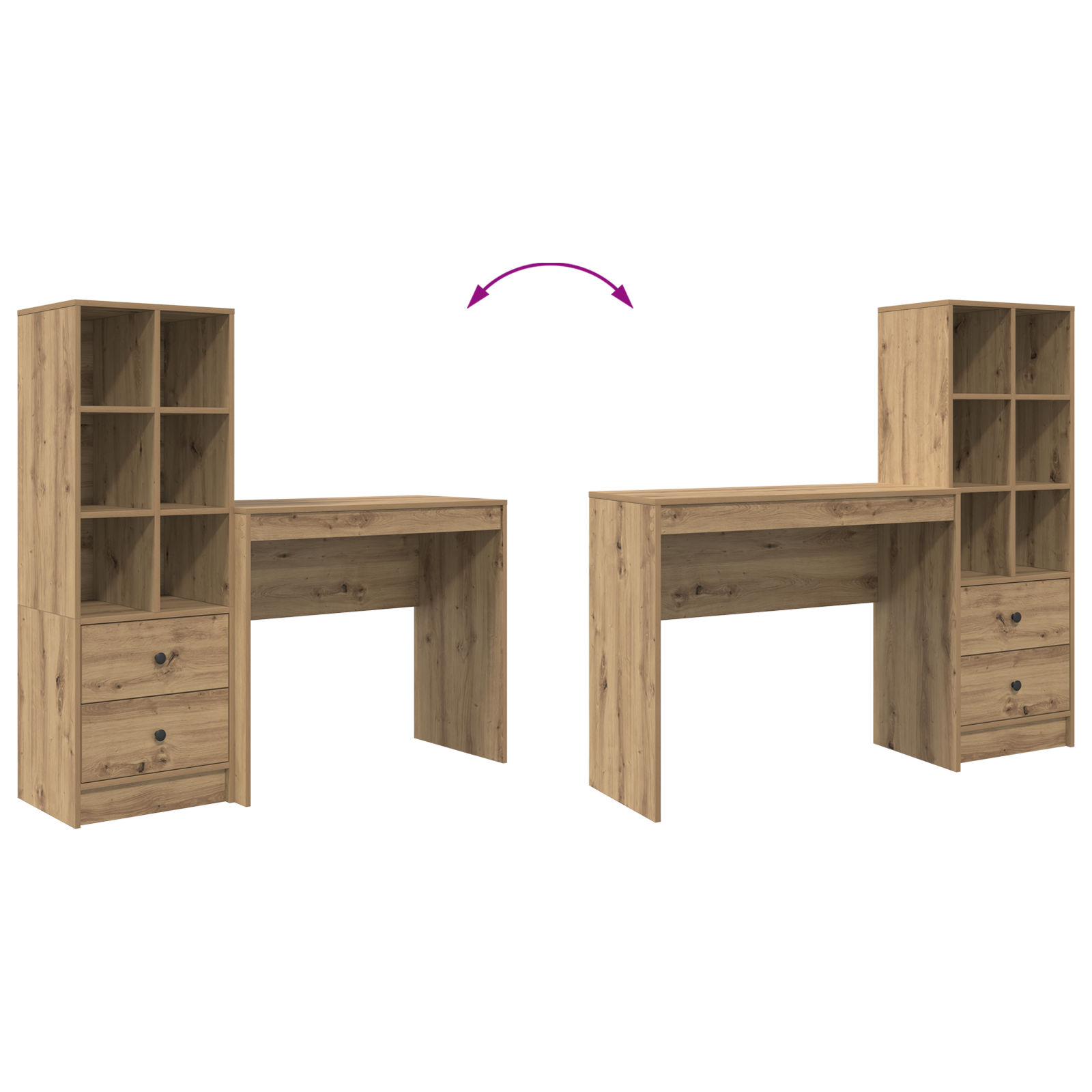 Γραφείο με συρτάρι με ράφι με αποθήκευση 2 pcs Artisan Oak - Pakobazaar