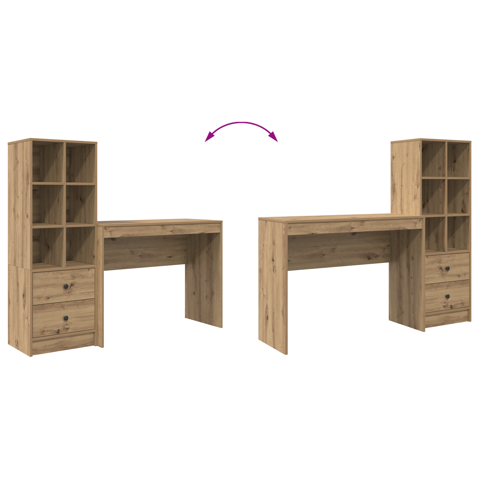 Γραφείο με συρτάρι με ράφι με αποθήκευση 2 pcs Artisan Oak - Pakobazaar