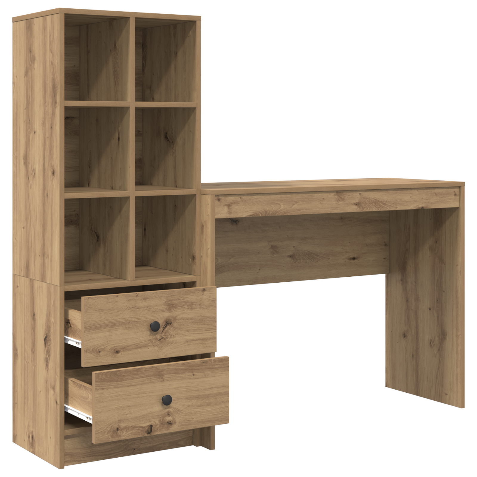 Γραφείο με συρτάρι με ράφι με αποθήκευση 2 pcs Artisan Oak - Pakobazaar
