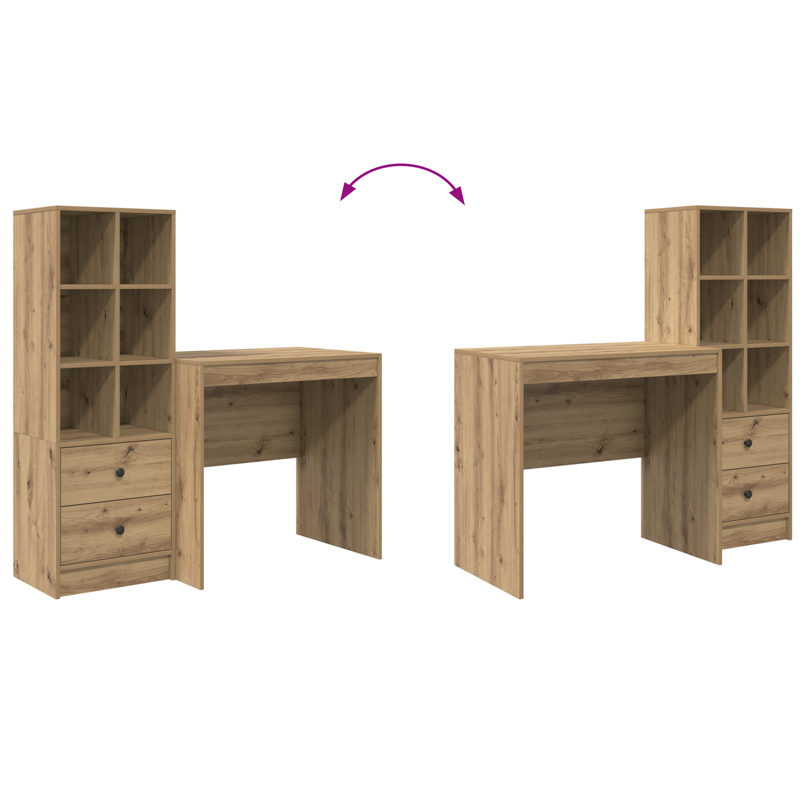 Γραφείο με συρτάρι με ράφι με αποθήκευση 2 pcs Artisan Oak - Pakobazaar