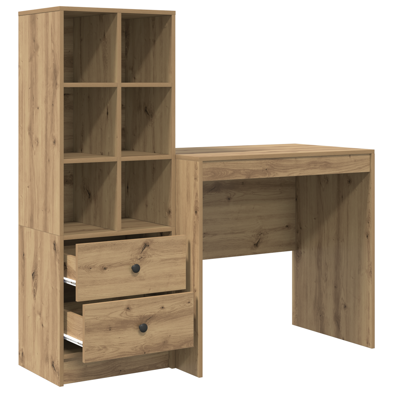 Γραφείο με συρτάρι με ράφι με αποθήκευση 2 pcs Artisan Oak - Pakobazaar
