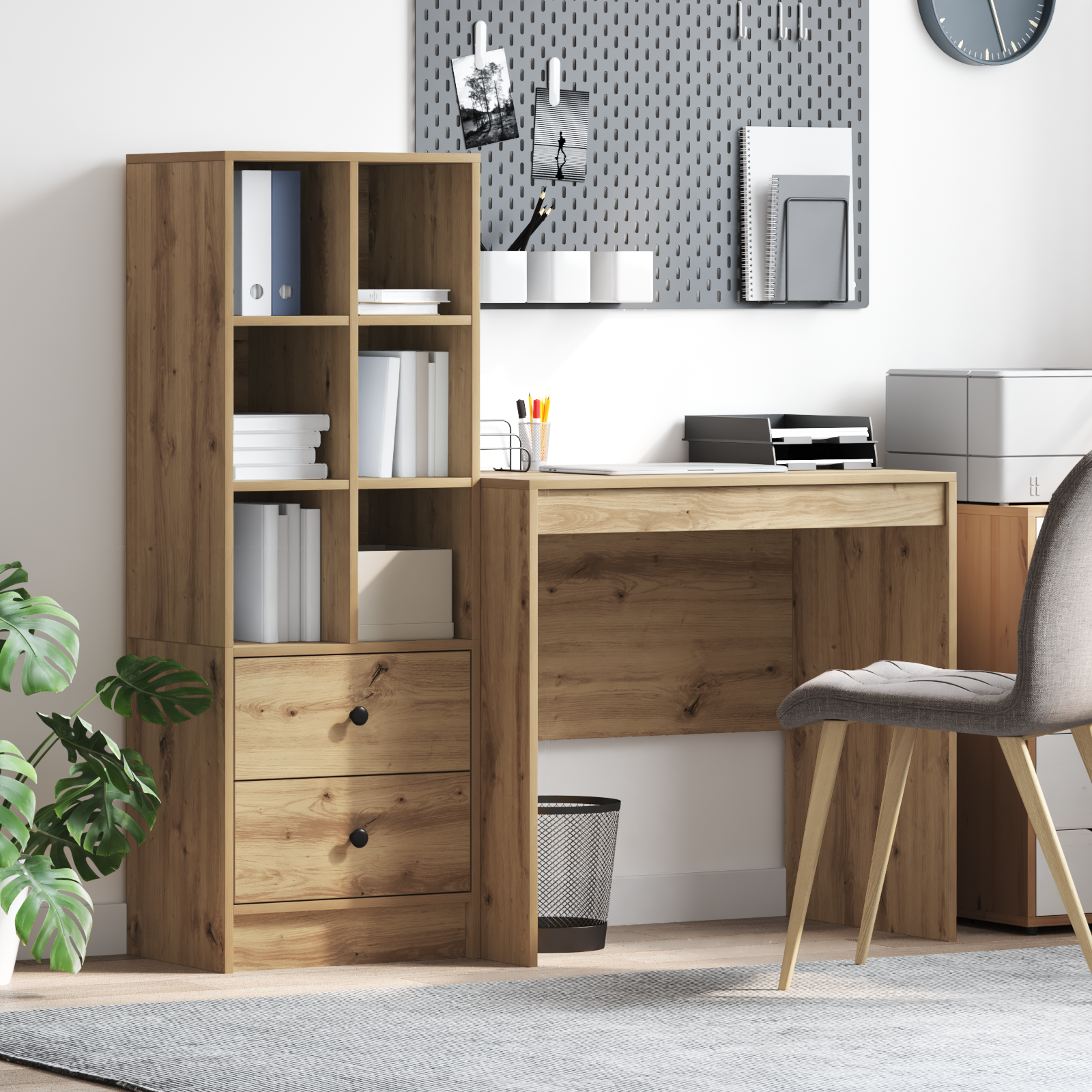 Γραφείο με συρτάρι με ράφι με αποθήκευση 2 pcs Artisan Oak - Pakobazaar