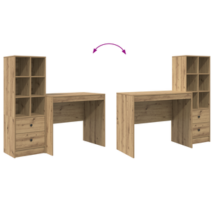 Γραφείο με συρτάρι με ράφι με αποθήκευση 2 pcs Artisan Oak - Pakobazaar