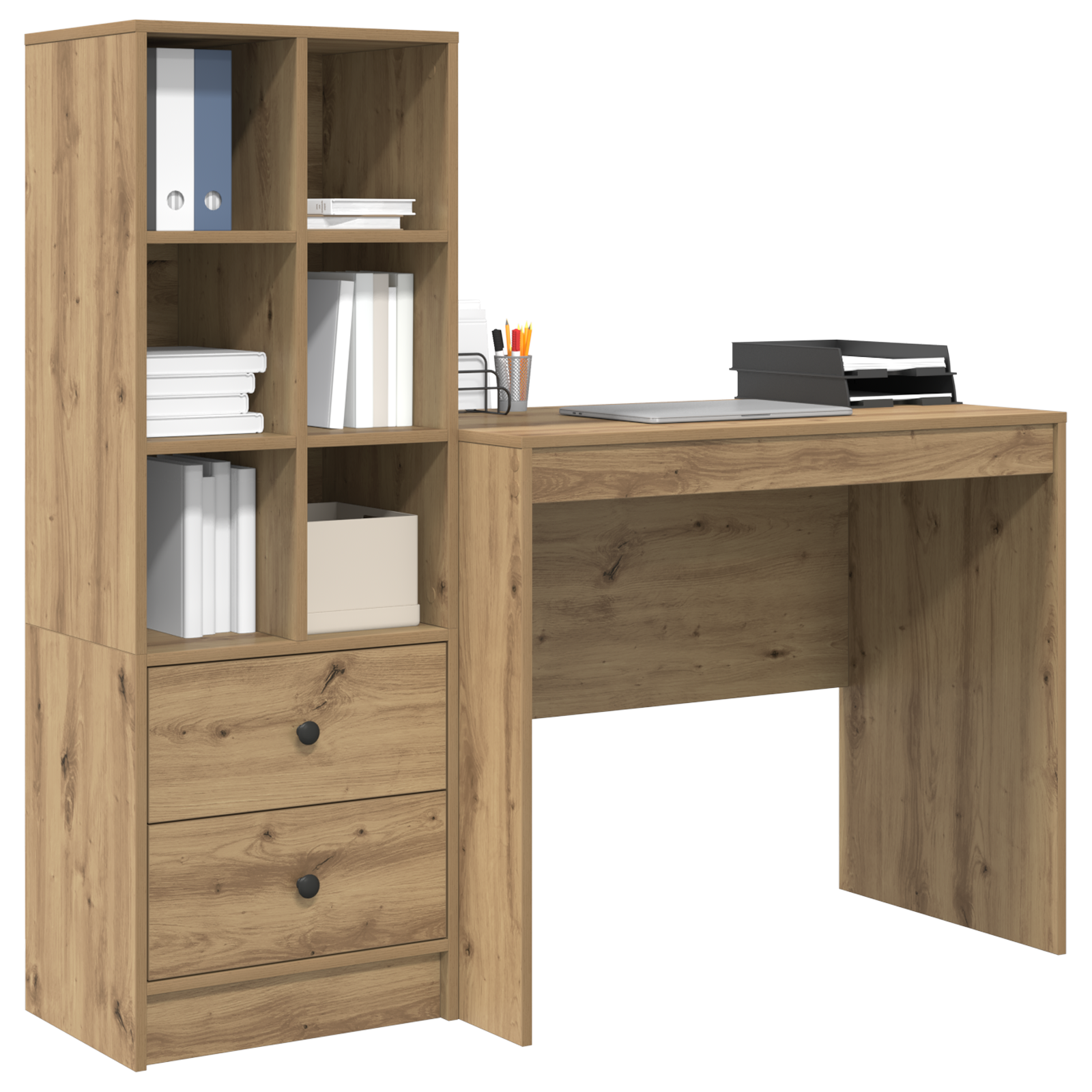 Γραφείο με συρτάρι με ράφι με αποθήκευση 2 pcs Artisan Oak - Pakobazaar