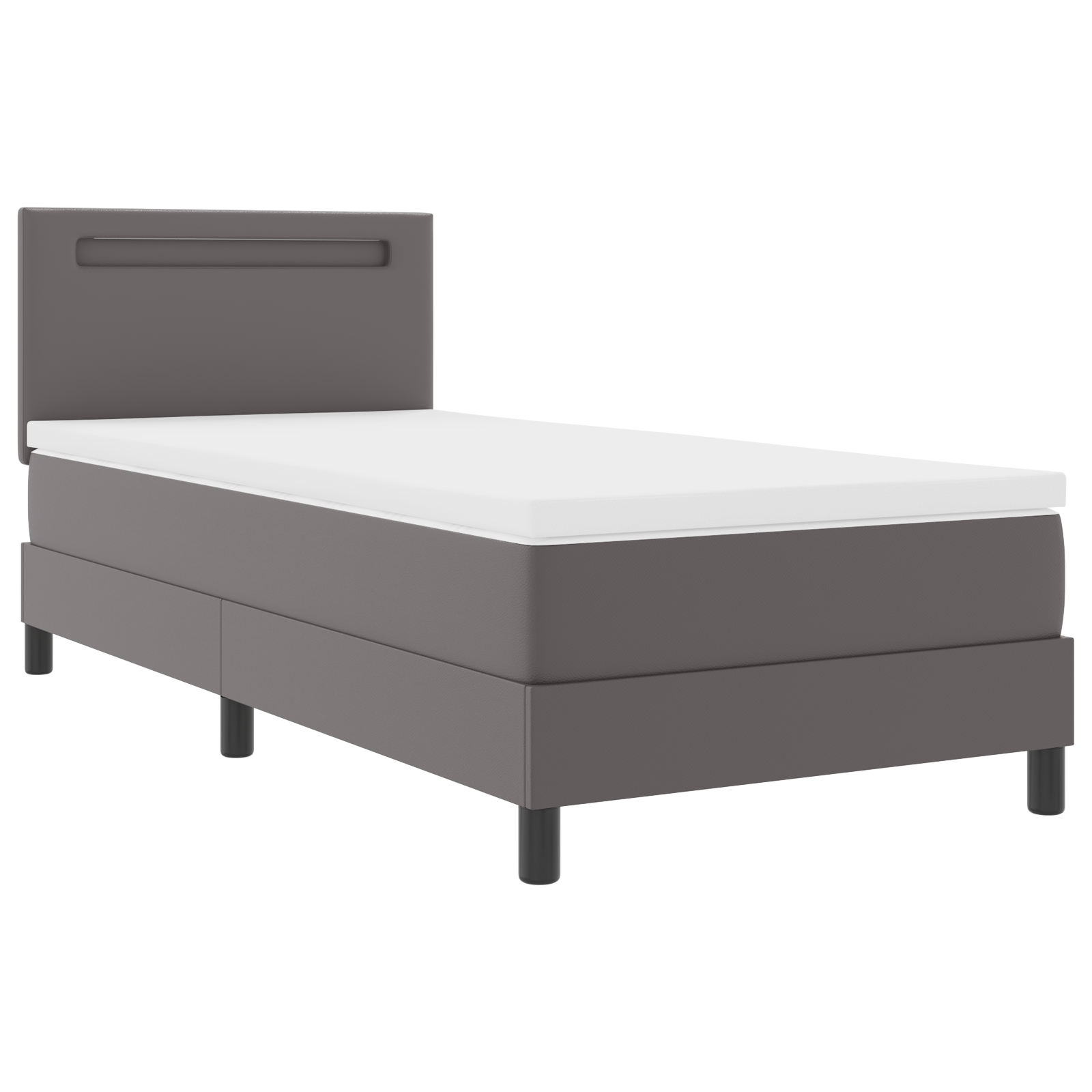 Κρεβάτι με ελατήρια με στρώμα Γκρι 90 x 190 cm Τεχνητό δέρμα