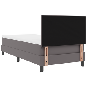 Κρεβάτι με ελατήρια με κεφαλάρι Γκρι 90 x 190 cm Τεχνητό δέρμα