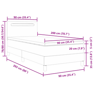Κρεβάτι με ελατήρια με κεφαλάρι Μαύρο 90 x 200 cm Τεχνητό δέρμα