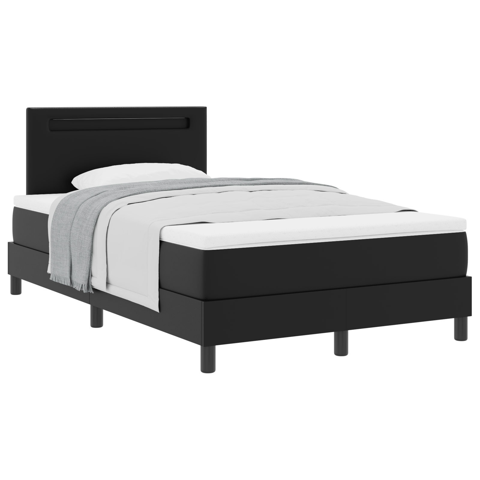 Κρεβάτι με ελατήρια με στρώμα Μαύρο 120 x 190 cm Τεχνητό δέρμα