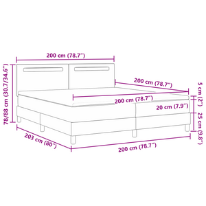 Κρεβάτι με ελατήρια με στρώμα Γκρι 200 x 200 cm Τεχνητό δέρμα - Pakobazaar