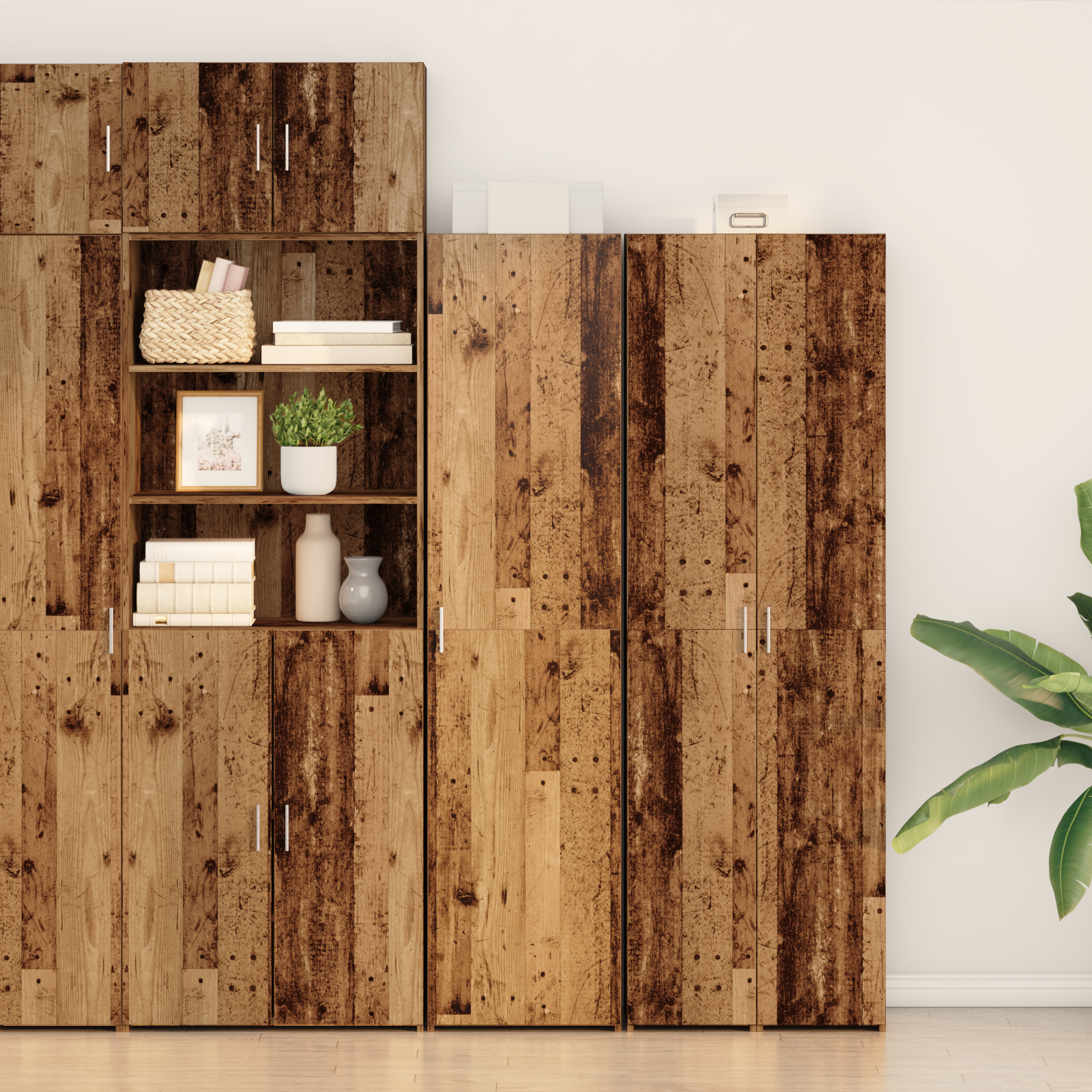 Highboard 2 pcs Παλιό ξύλο 50 x 42,5 x 185 εκ. - Pakobazaar
