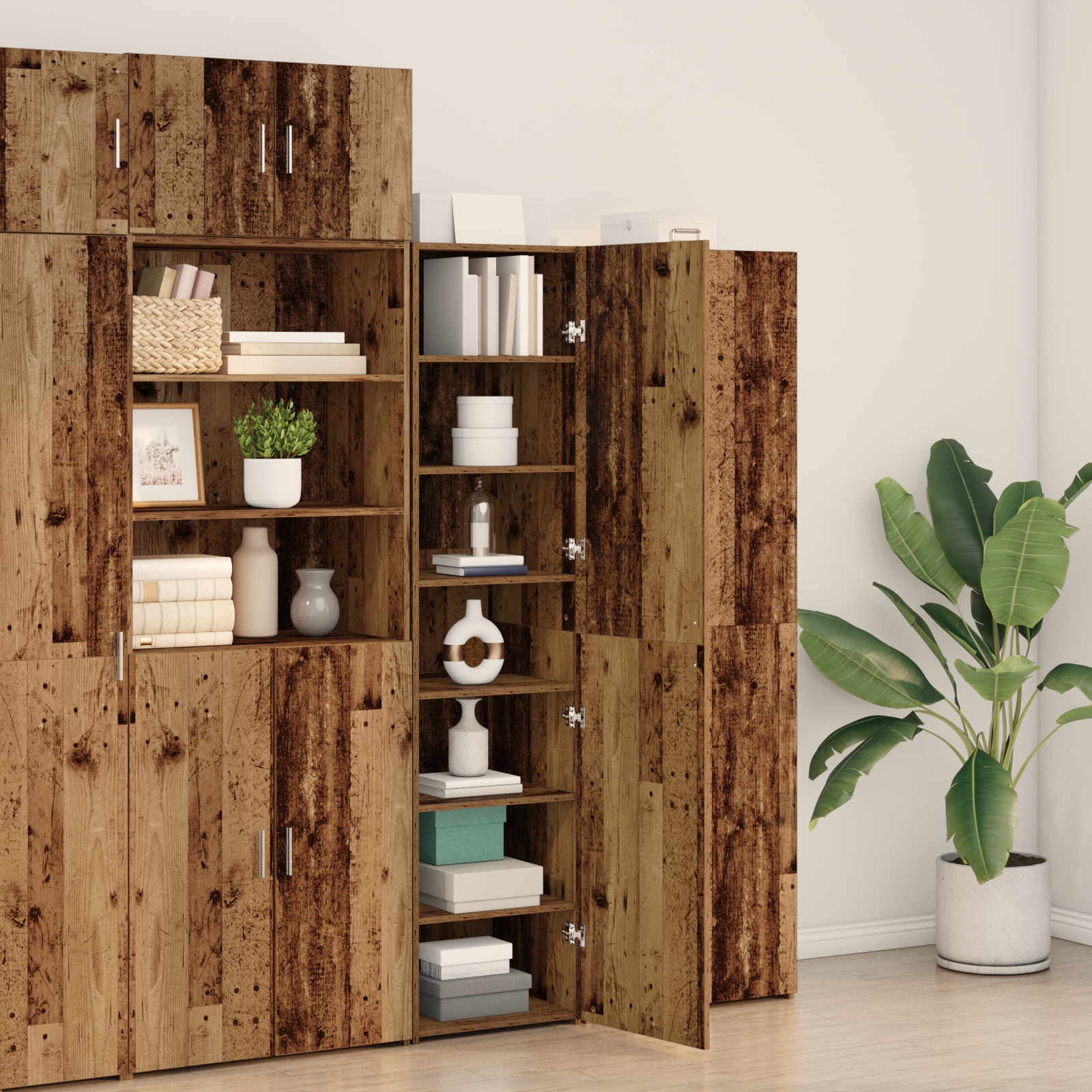 Highboard 2 pcs Παλιό ξύλο 50 x 42,5 x 185 εκ. - Pakobazaar