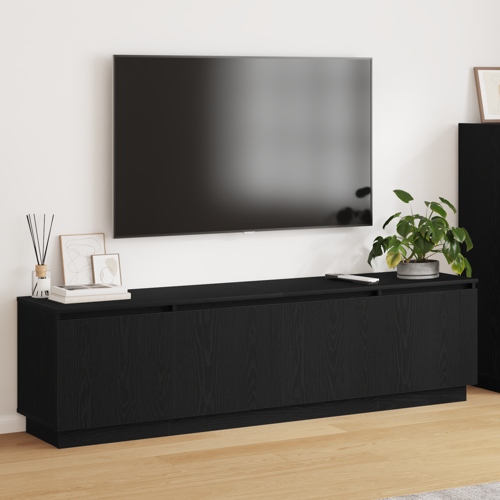 Ντουλάπι TV Μαύρη Οξυά 180 x 38 x 49 εκ Επεξεργασμένο ξύλο - Pakobazaar