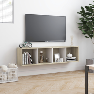 Βιβλιοθήκη/Έπιπλο TV Λευκό/Sonoma Δρυς 143 x 30 x 36 εκ.