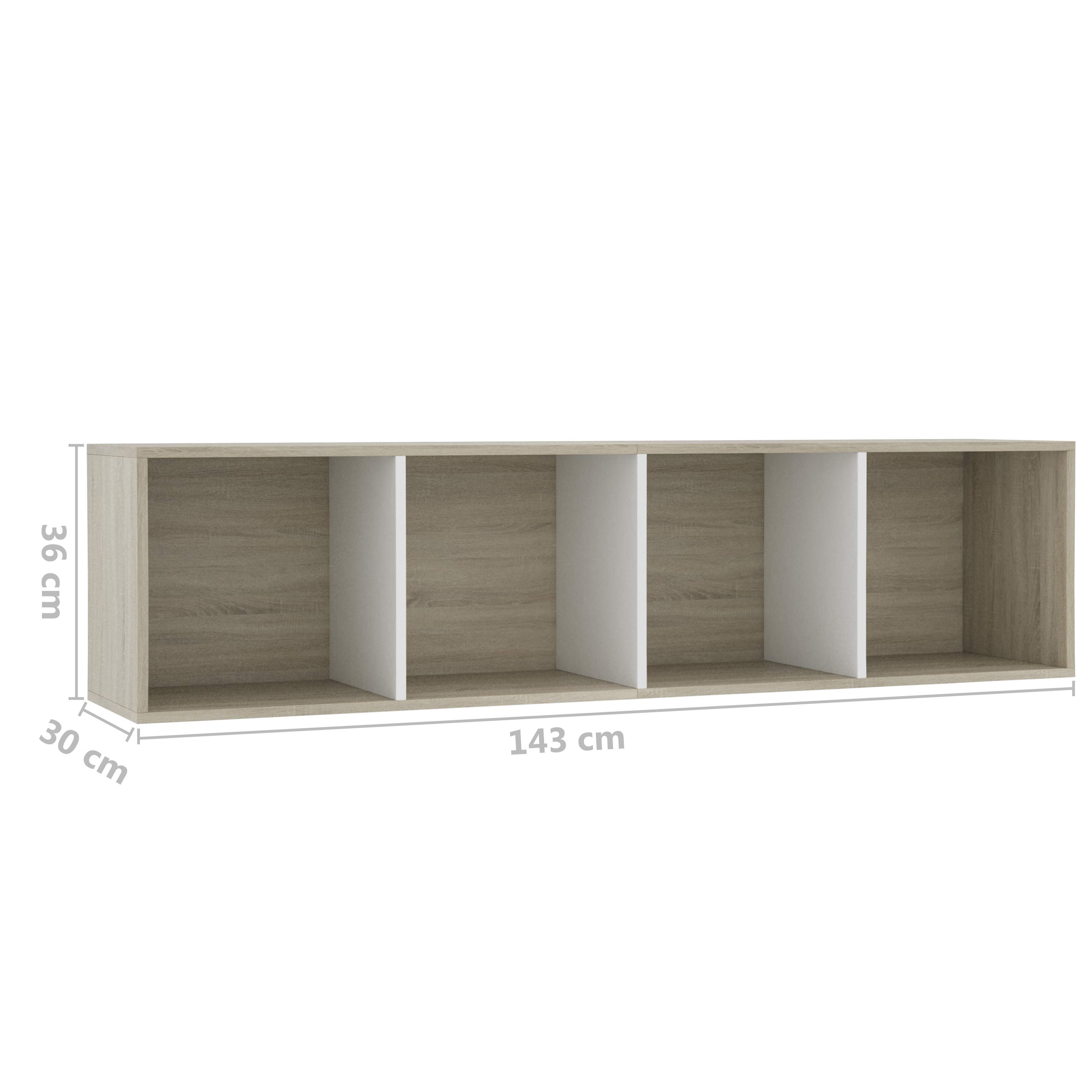 Βιβλιοθήκη/Έπιπλο TV Λευκό/Sonoma Δρυς 143 x 30 x 36 εκ.