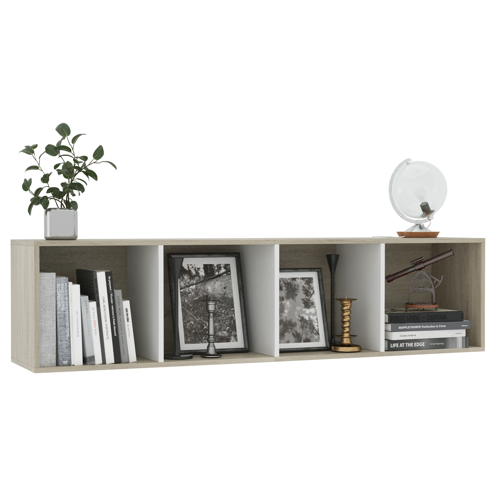 Βιβλιοθήκη/Έπιπλο TV Λευκό/Sonoma Δρυς 143 x 30 x 36 εκ.
