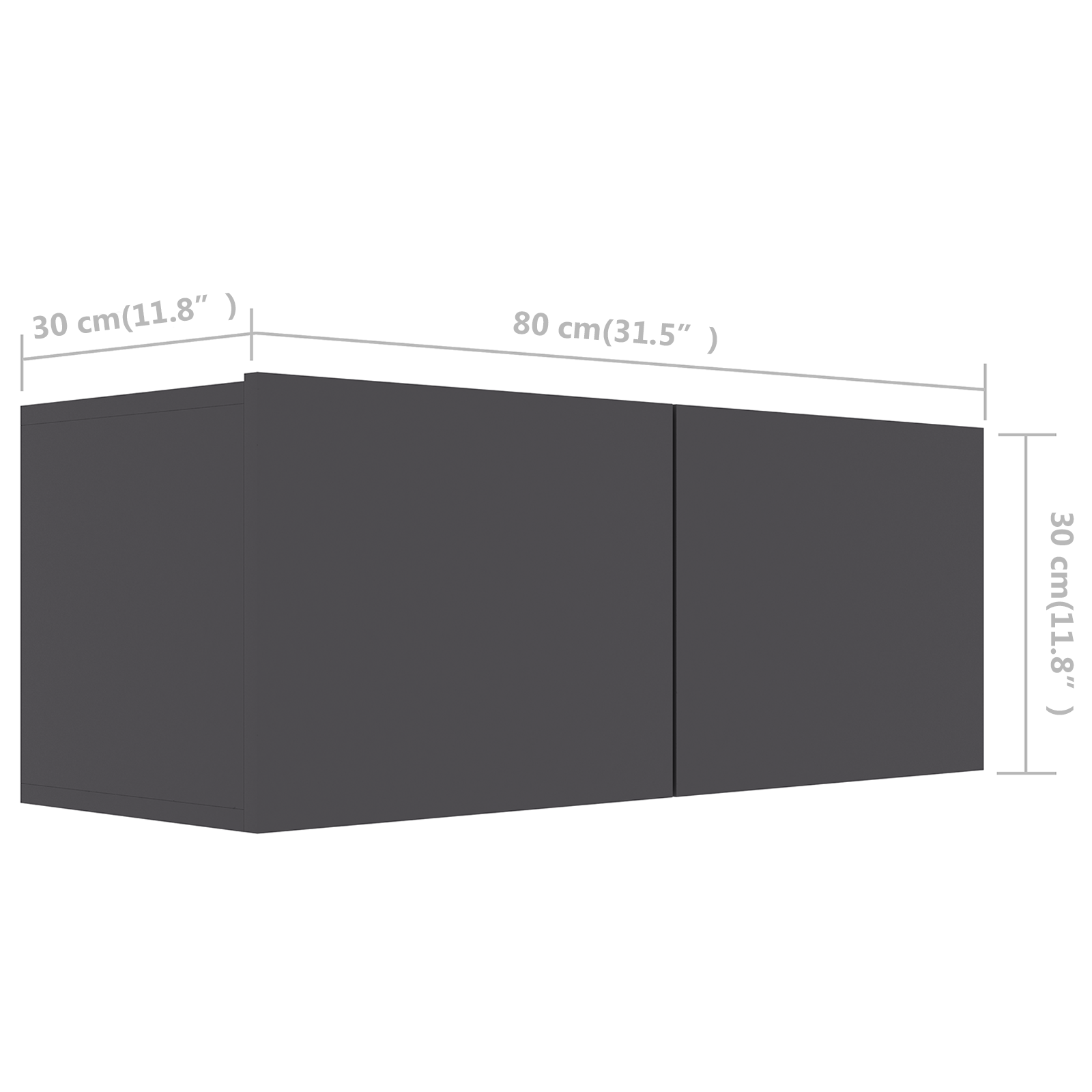 | Ντουλάπι TV | Γκρι 80 x 30 x 30 εκ Επεξεργασμένο ξύλο