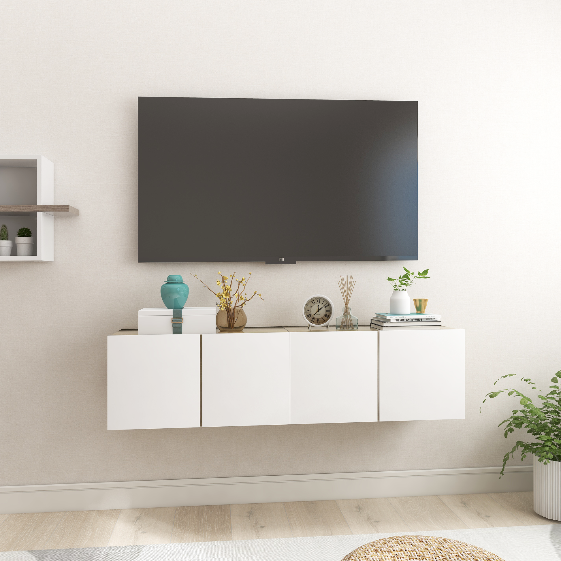| Σετ επίπλου τηλεόρασης | Επιτοίχιο 2 pcs Λευκό 60 x 30 x 30 cm