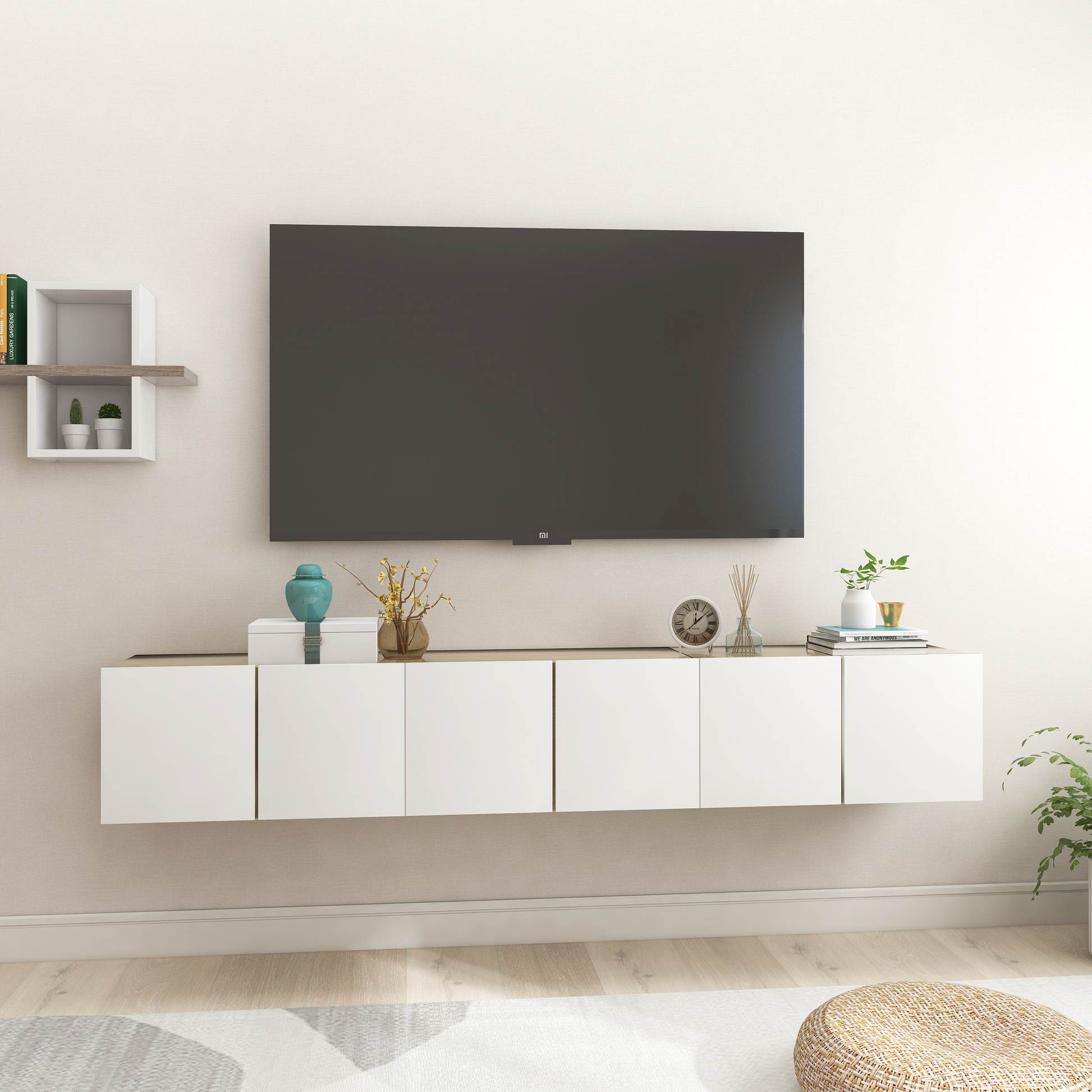 | Σετ επίπλου τηλεόρασης | Επιτοίχιο 3 pcs Λευκό 60 x 30 x 30 cm