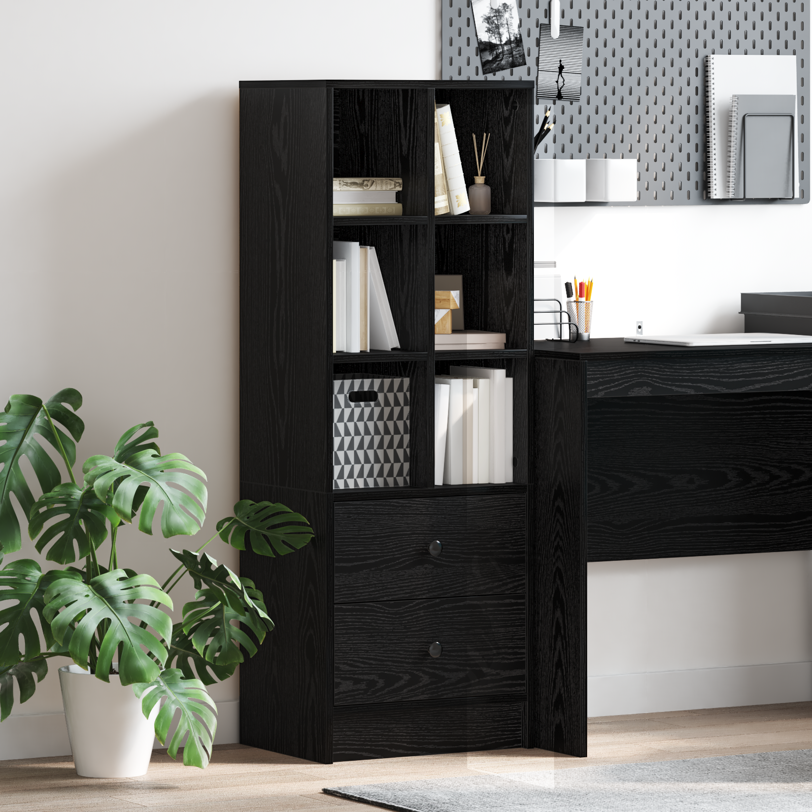 Highboard με συρτάρι Μαύρη Οξυά 45,5 x 34 x 127 εκ - Pakobazaar