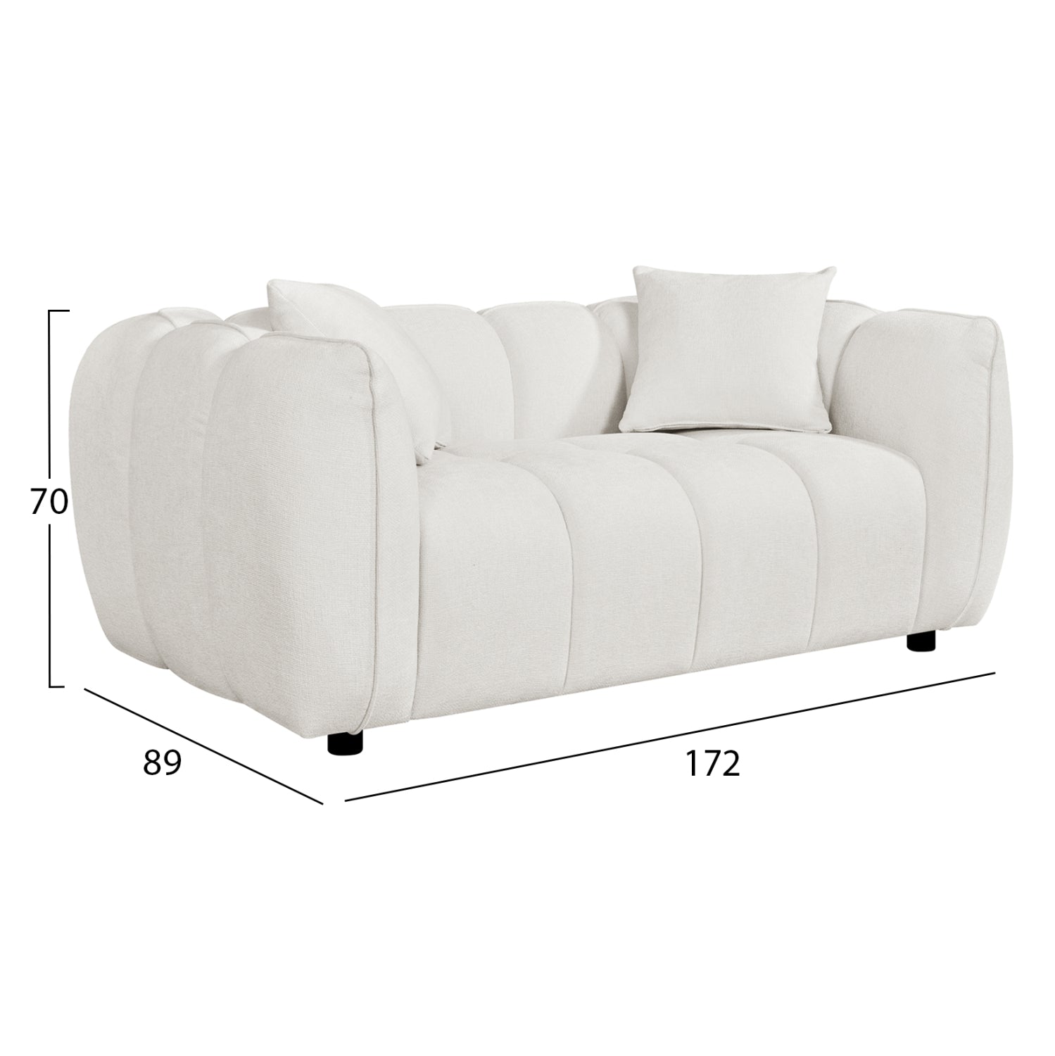 ΚΑΝΑΠΕΣ 2-ΘΕΣΙΟΣ LYKKE HM3324.02 ΕΚΡΟΥ ΥΦΑΣΜΑ 172x89x70Υεκ. - Pakobazaar