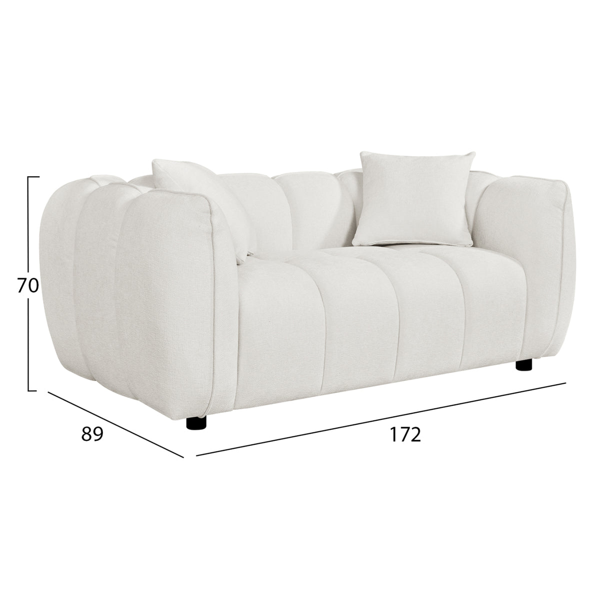 ΚΑΝΑΠΕΣ 2-ΘΕΣΙΟΣ LYKKE HM3324.02 ΕΚΡΟΥ ΥΦΑΣΜΑ 172x89x70Υεκ. - Pakobazaar