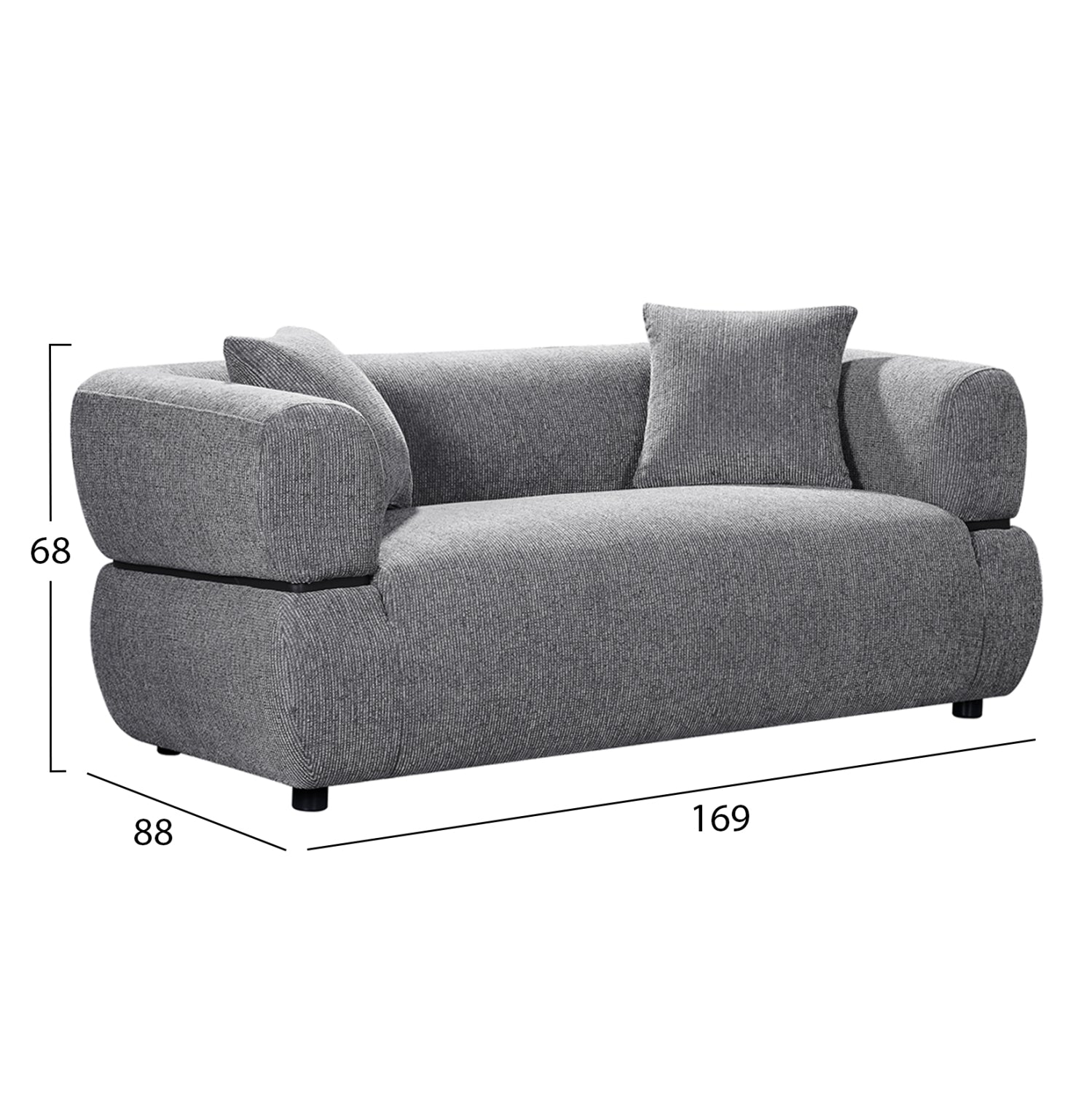 ΚΑΝΑΠΕΣ 2-ΘΕΣΙΟΣ ARCTIS HM3328.01 ΓΚΡΙ ΥΦΑΣΜΑ 169x88x68Υεκ. - Pakobazaar
