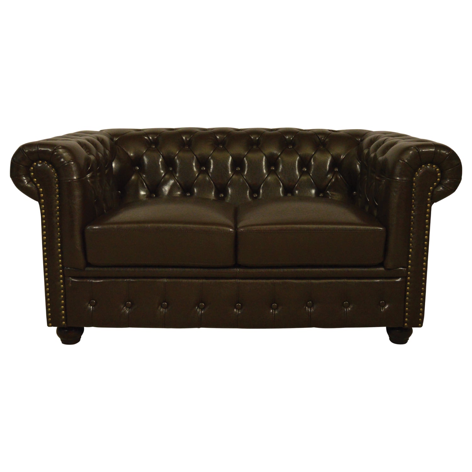 ΚΑΝΑΠΕΣ 2ΘΕΣΙΟΣ T.CHESTERFIELD HM3010.01 ΤΕΧΝΟΔΕΡΜΑ ΣΚΟΥΡΟ ΚΑΦΕ 155x90x73 εκ. - Pakobazaar