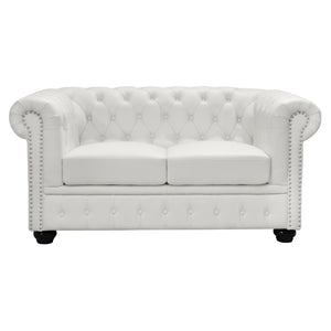 ΚΑΝΑΠΕΣ 2ΘΕΣΙΟΣ T.CHESTERFIELD HM3010.02 ΤΕΧΝΟΔΕΡΜΑ ΛΕΥΚΟ ΜΑΤ 150x90x70Υεκ.