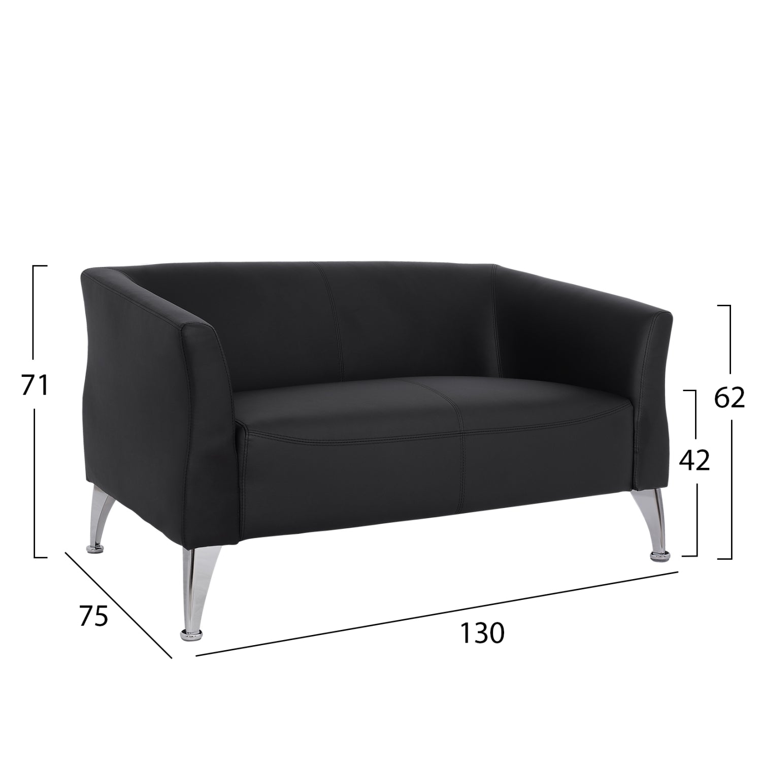 ΚΑΝΑΠΕΣ 2ΘΕΣΙΟΣ KIANA HM3122.21 ΜΕ ΜΑΥΡΟ PU 130x75x71 εκ. - Pakobazaar