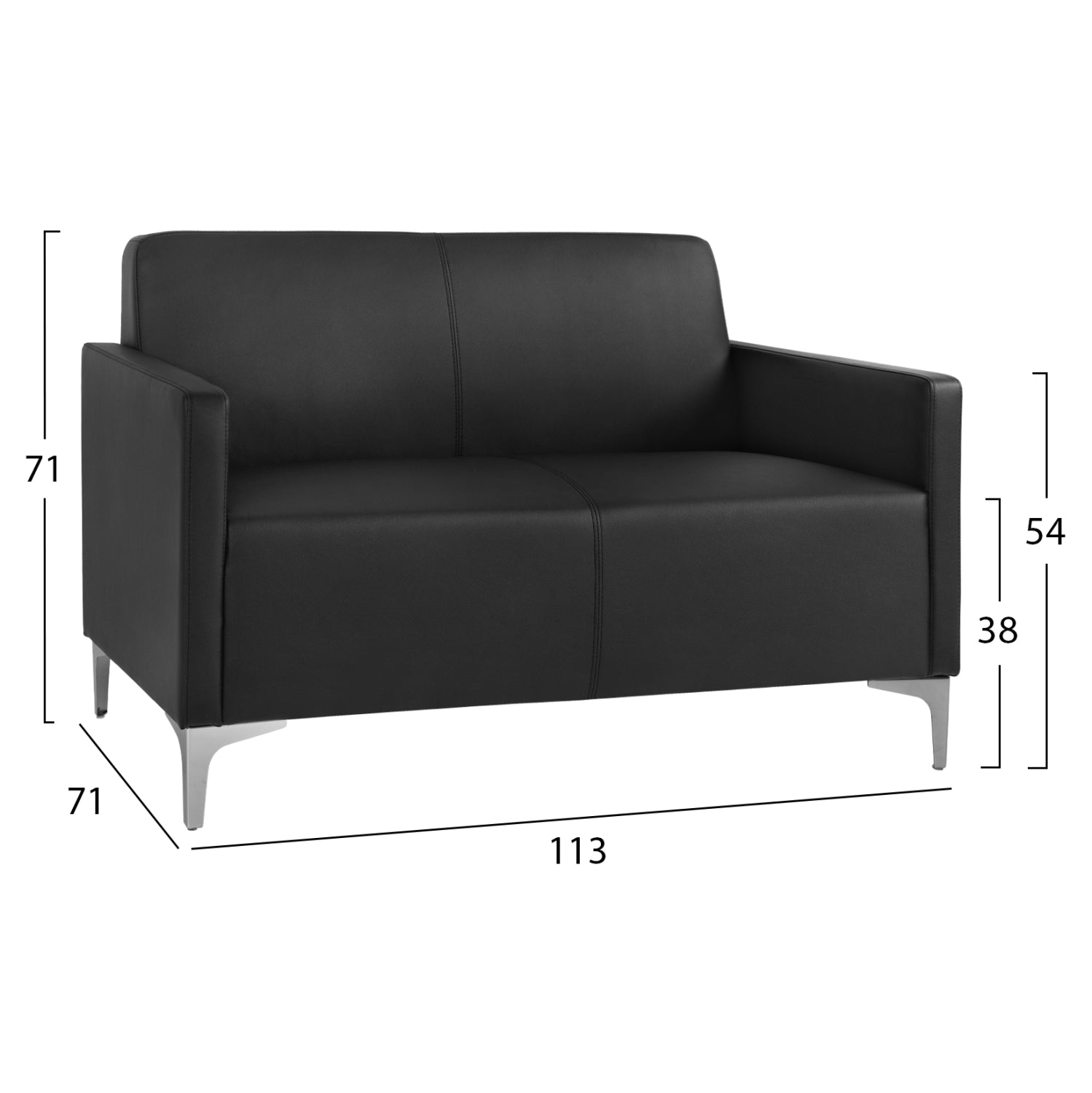 ΚΑΝΑΠΕΣ 2ΘΕΣΙΟΣ NELLIE HM3159.21 ΜΕ ΜΑΥΡΟ PU 113x71x71Υ εκ. - Pakobazaar
