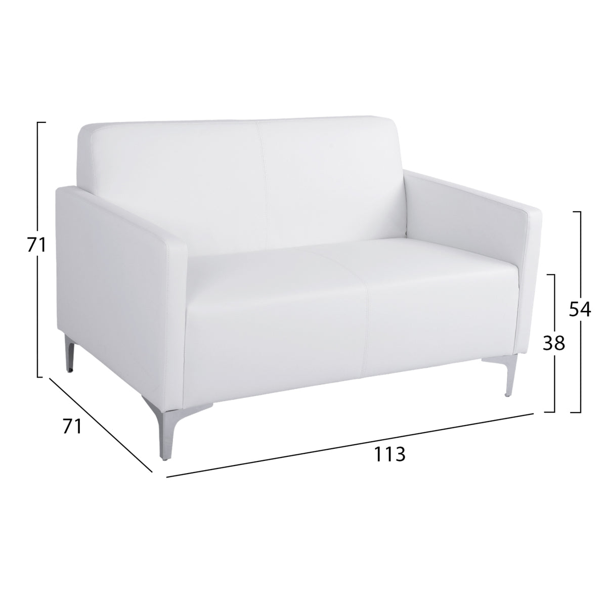 ΚΑΝΑΠΕΣ 2ΘΕΣΙΟΣ NELLIE HM3159.22 ΜΕ ΛΕΥΚΟ PU 113x71x71Υ εκ. - Pakobazaar