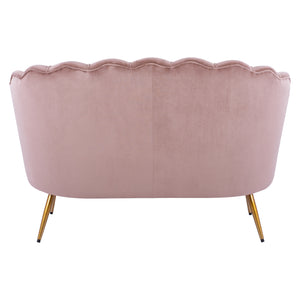 ΚΑΝΑΠΕΣ 2ΘΕΣΙΟΣ COQUILLE HM8627.02 ΑΠΟ ΒΕΛΟΥΔΟ ΣΑΠΙΟ ΜΗΛΟ & ΧΡΥΣΑ ΠΟΔΙΑ 130x81x86εκ. - Pakobazaar