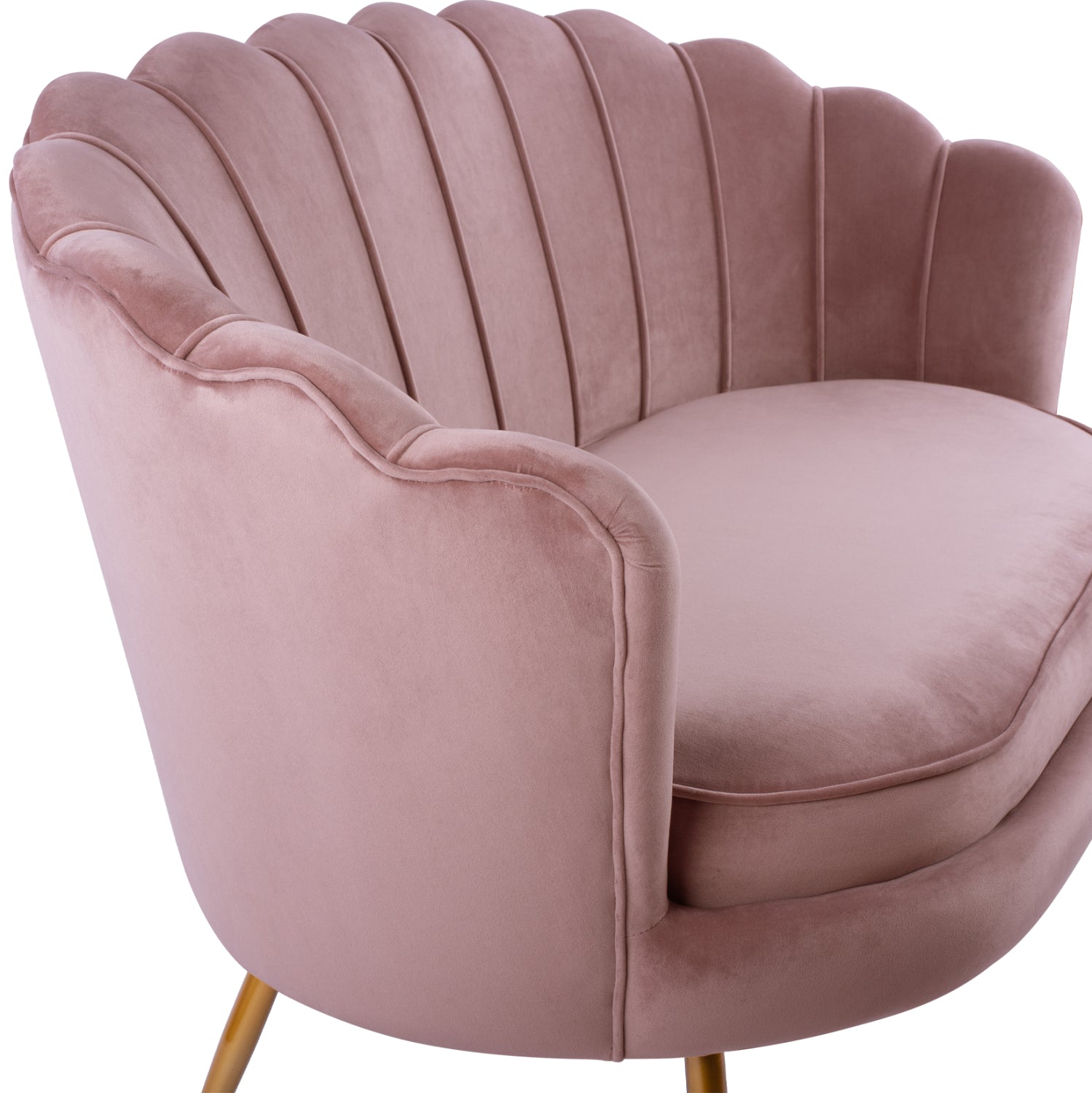 ΚΑΝΑΠΕΣ 2ΘΕΣΙΟΣ COQUILLE HM8627.02 ΑΠΟ ΒΕΛΟΥΔΟ ΣΑΠΙΟ ΜΗΛΟ & ΧΡΥΣΑ ΠΟΔΙΑ 130x81x86εκ. - Pakobazaar