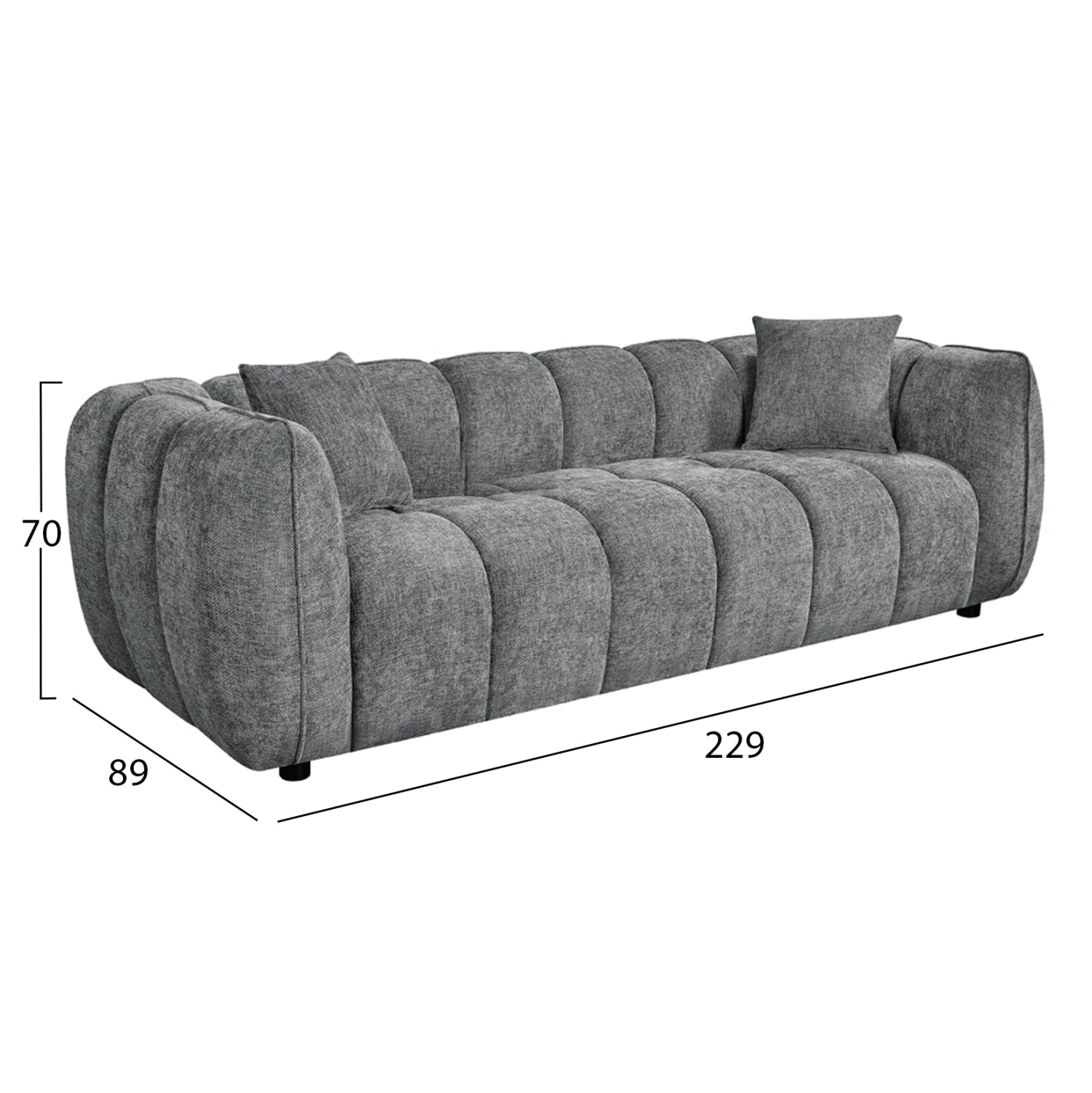 ΚΑΝΑΠΕΣ 3-ΘΕΣΙΟΣ LYKKE HM3323.01 ΓΚΡΙ ΥΦΑΣΜΑ 229x89x70Υεκ - Pakobazaar